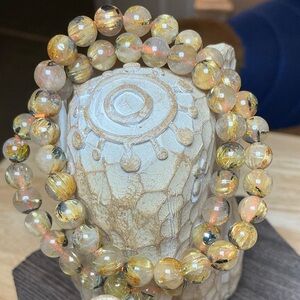 RARE Black and Gold Rutilated Quartz 6mm - HQ *price for one